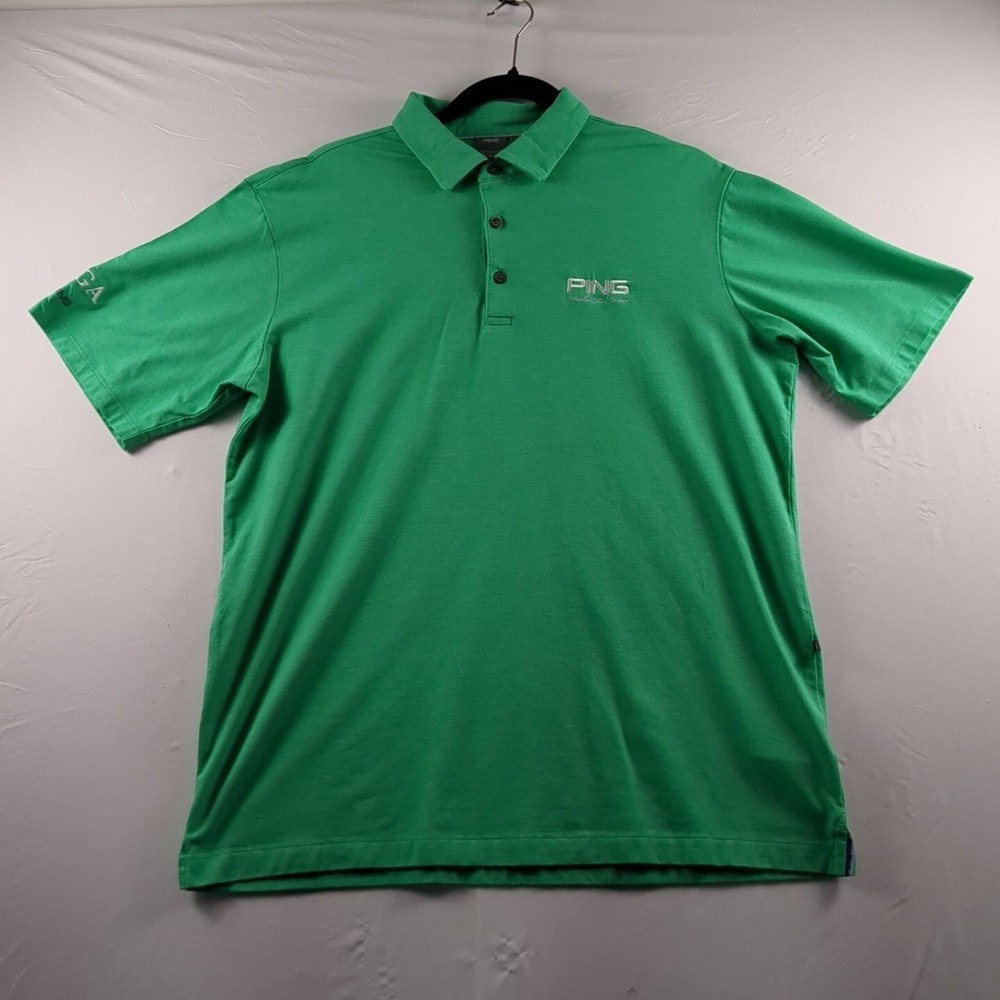 Ping Polo Shirt Mens Medium Green SensorCool Heather Farm Classic PGA S0017
